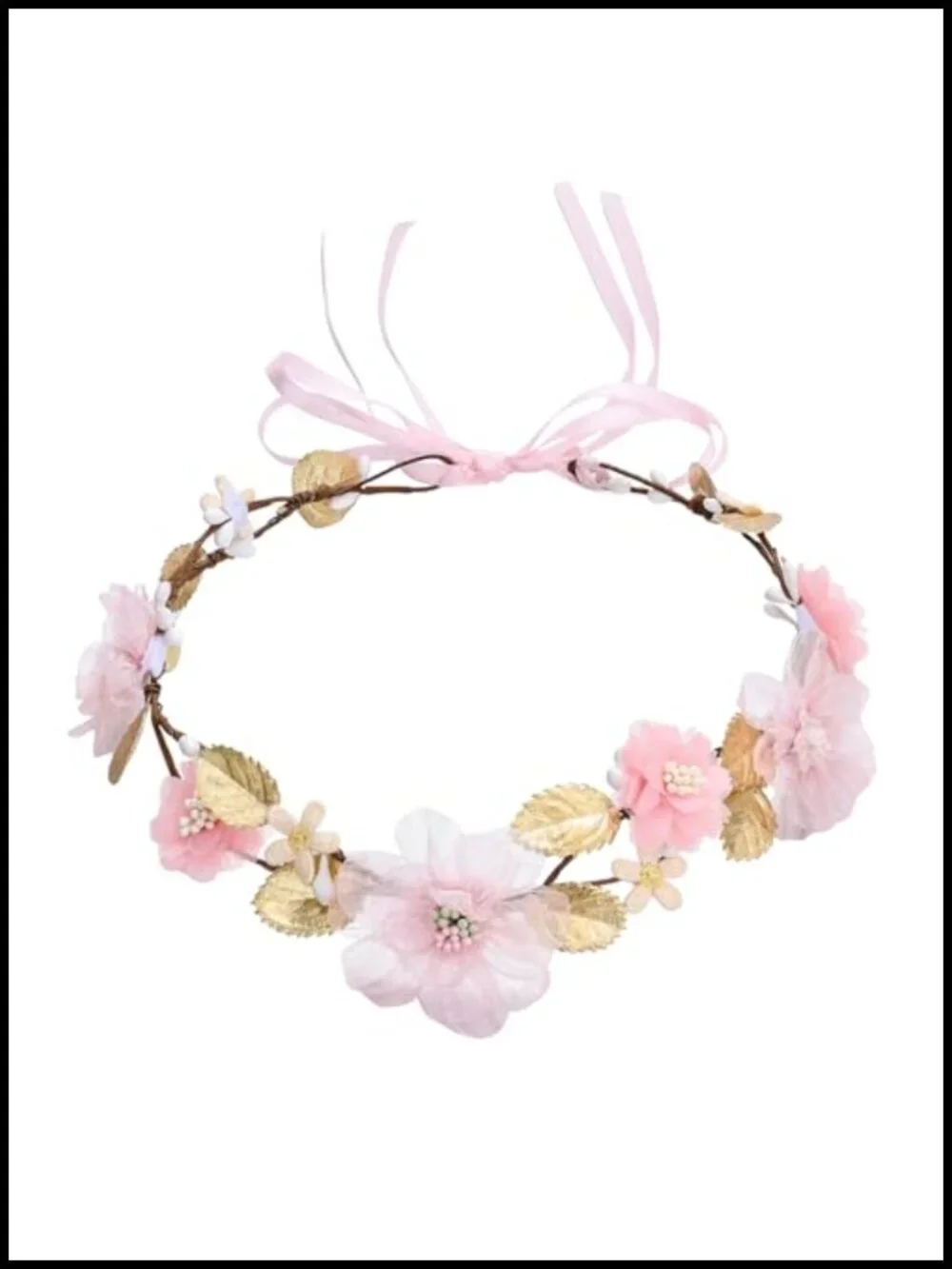 Fairy Flower Crown Headband Floral Headpiece Adjustable Ribbon